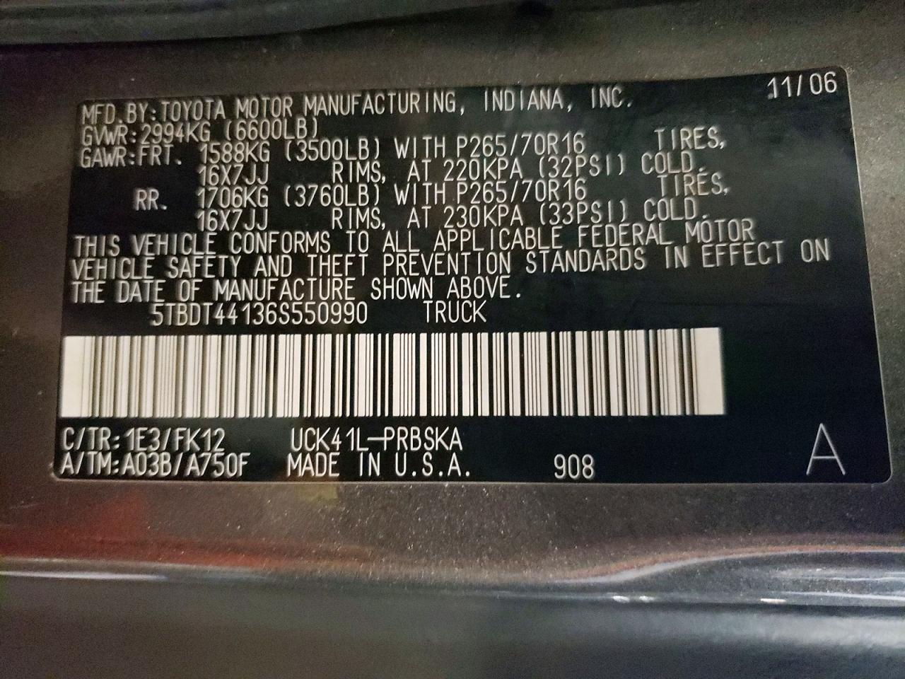 2006 TOYOTA TUNDRA SR5 photo 12