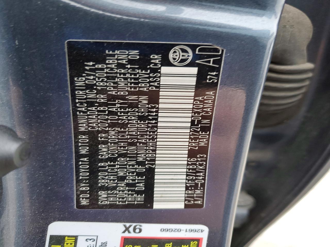 2014 TOYOTA COROLLA ECO photo 12