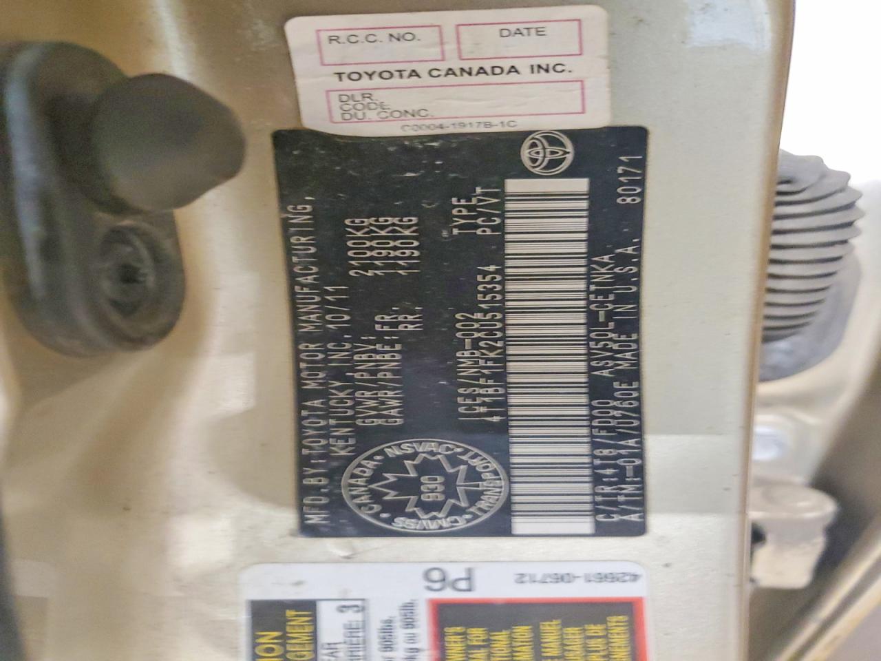 2012 TOYOTA CAMRY BASE photo 25