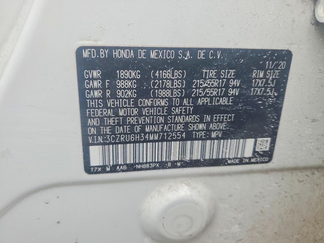 2021 HONDA HR-V LX photo 12
