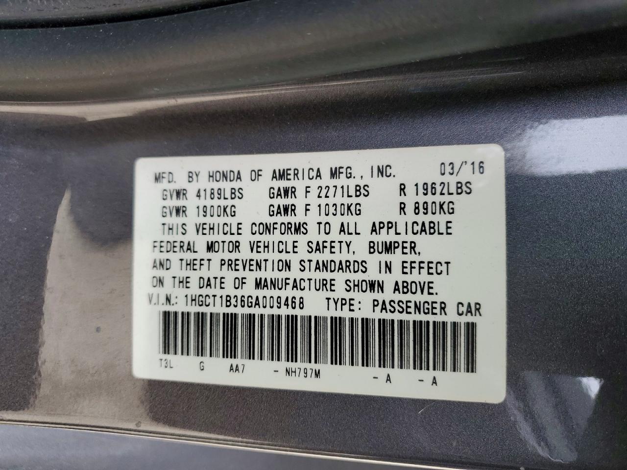 2016 HONDA ACCORD LX-S photo 23