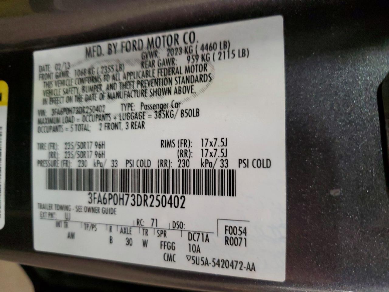 2013 FORD FUSION SE photo 25