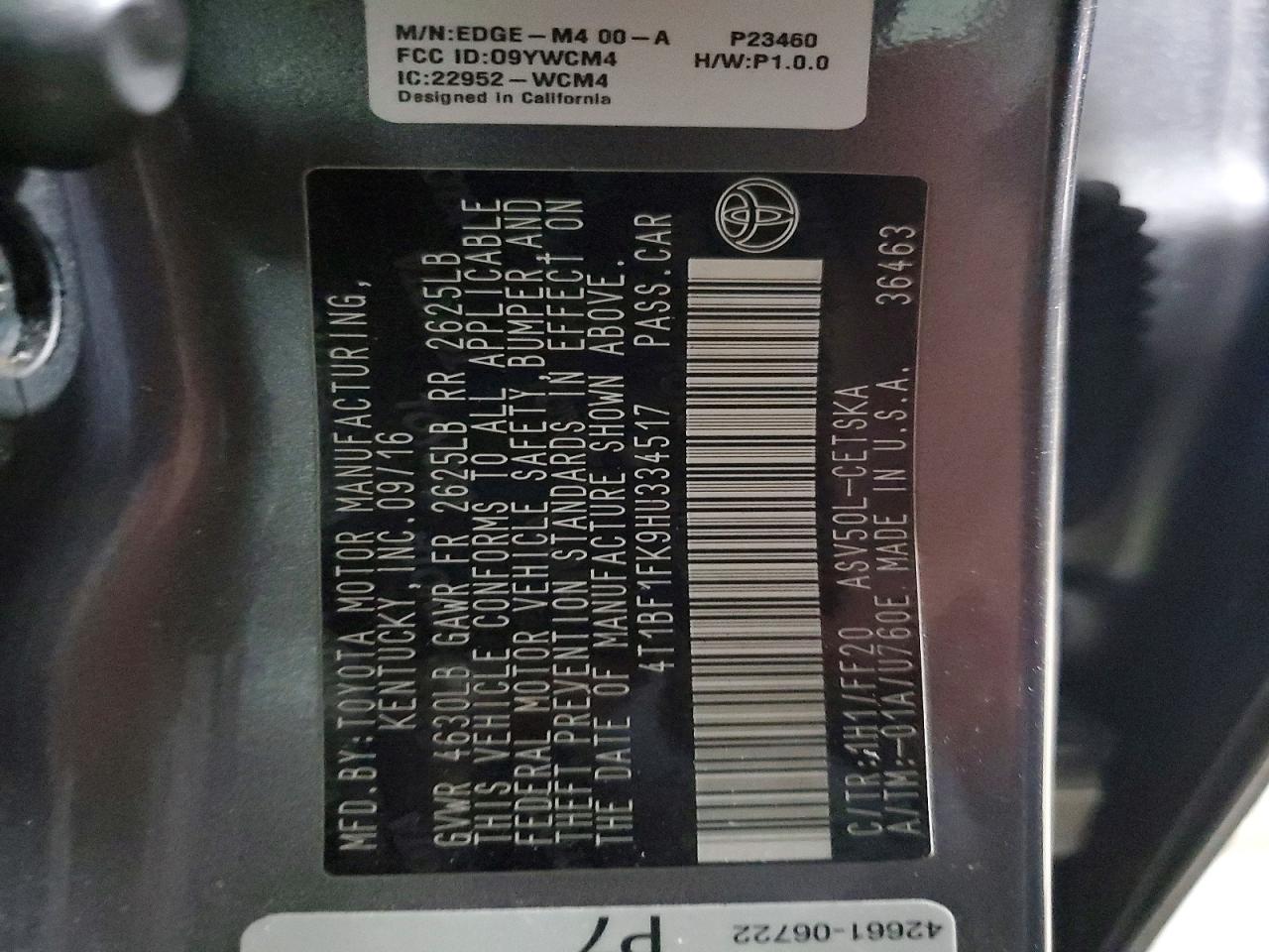 2017 TOYOTA CAMRY SE photo 34