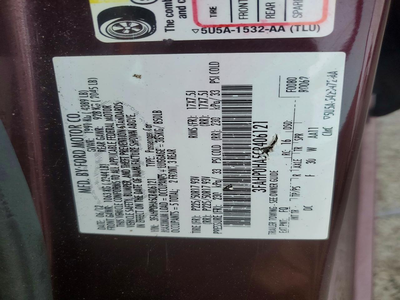 2012 FORD FUSION SE photo 34