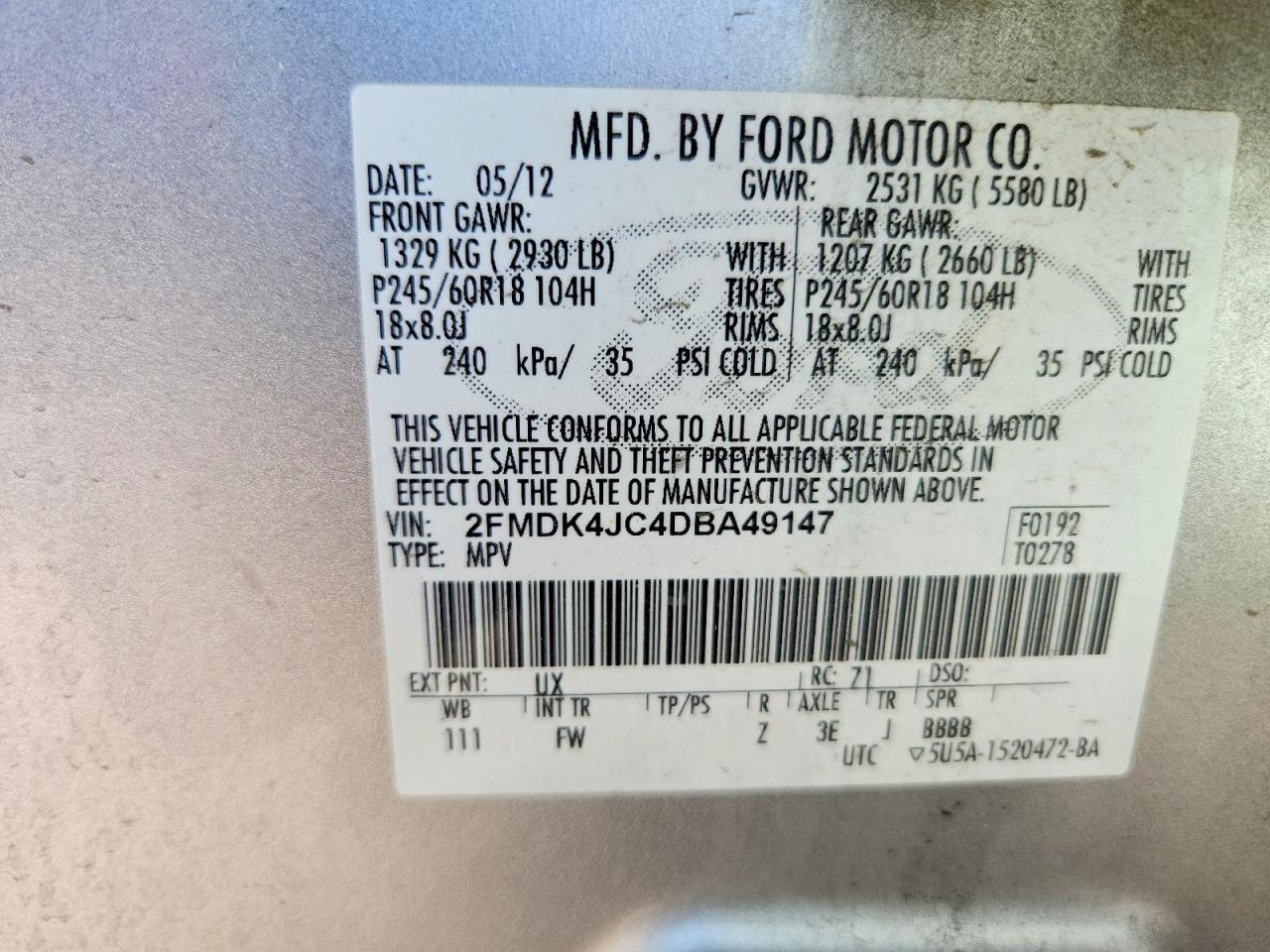 2013 FORD EDGE SEL photo 27