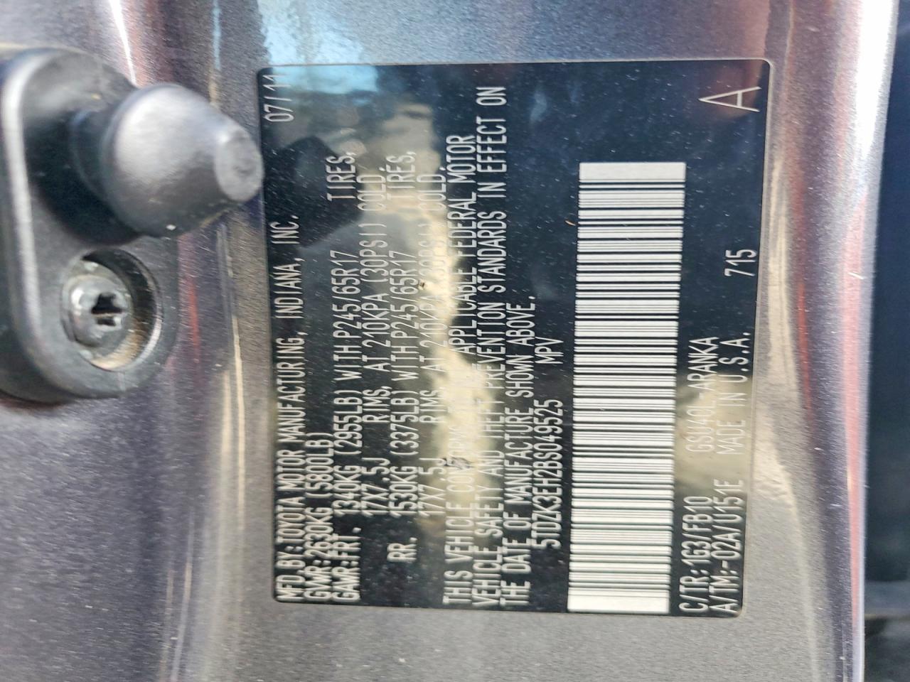 2011 TOYOTA HIGHLANDER BASE photo 37