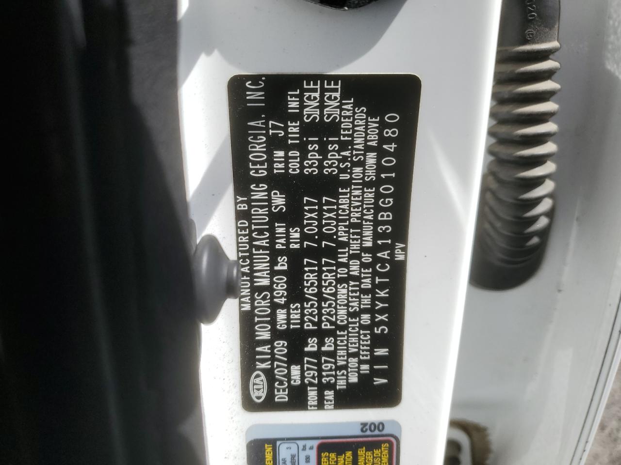 2011 KIA SORENTO BASE photo 37