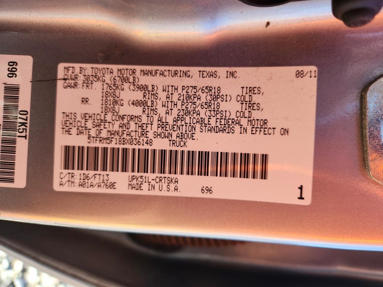 2011 TOYOTA TUNDRA DOUBLE CAB SR5 photo 34