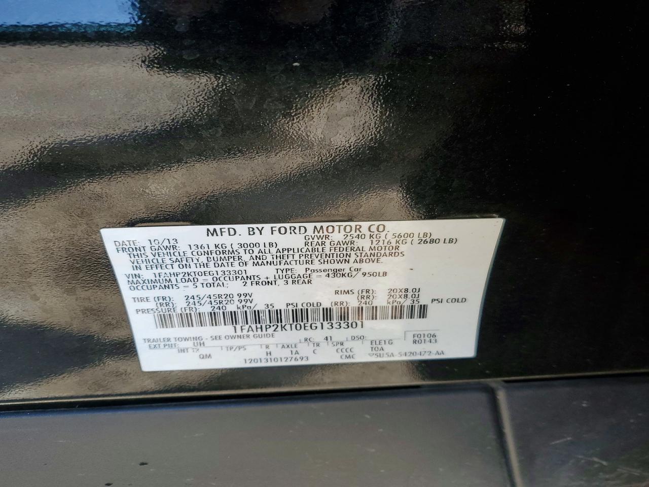2014 FORD TAURUS SHO photo 12