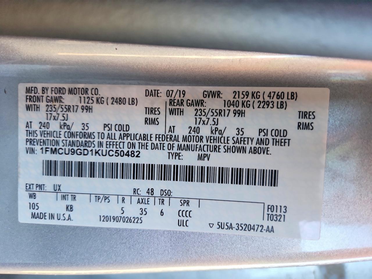 2019 FORD ESCAPE SE photo 45