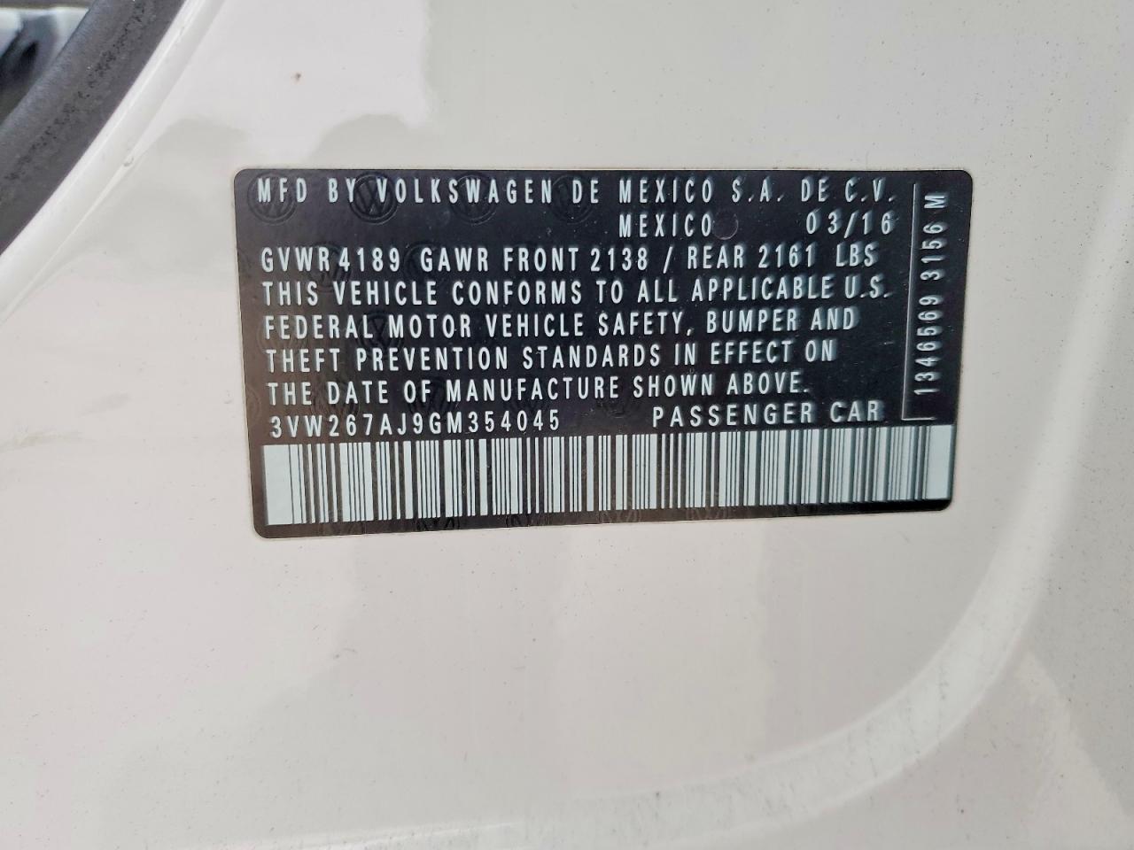 2016 VOLKSWAGEN JETTA S photo 12
