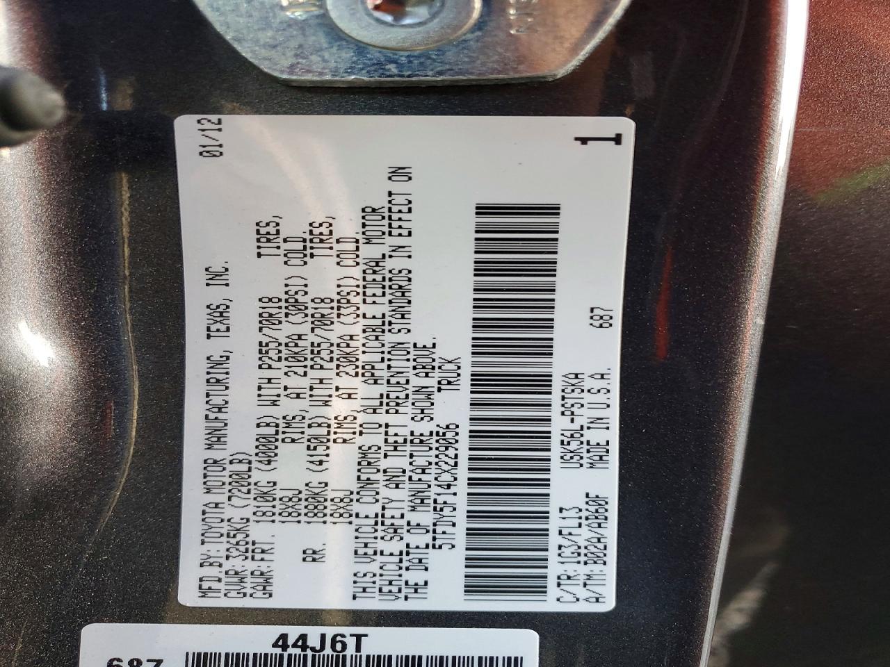 2012 TOYOTA TUNDRA GRADE photo 13
