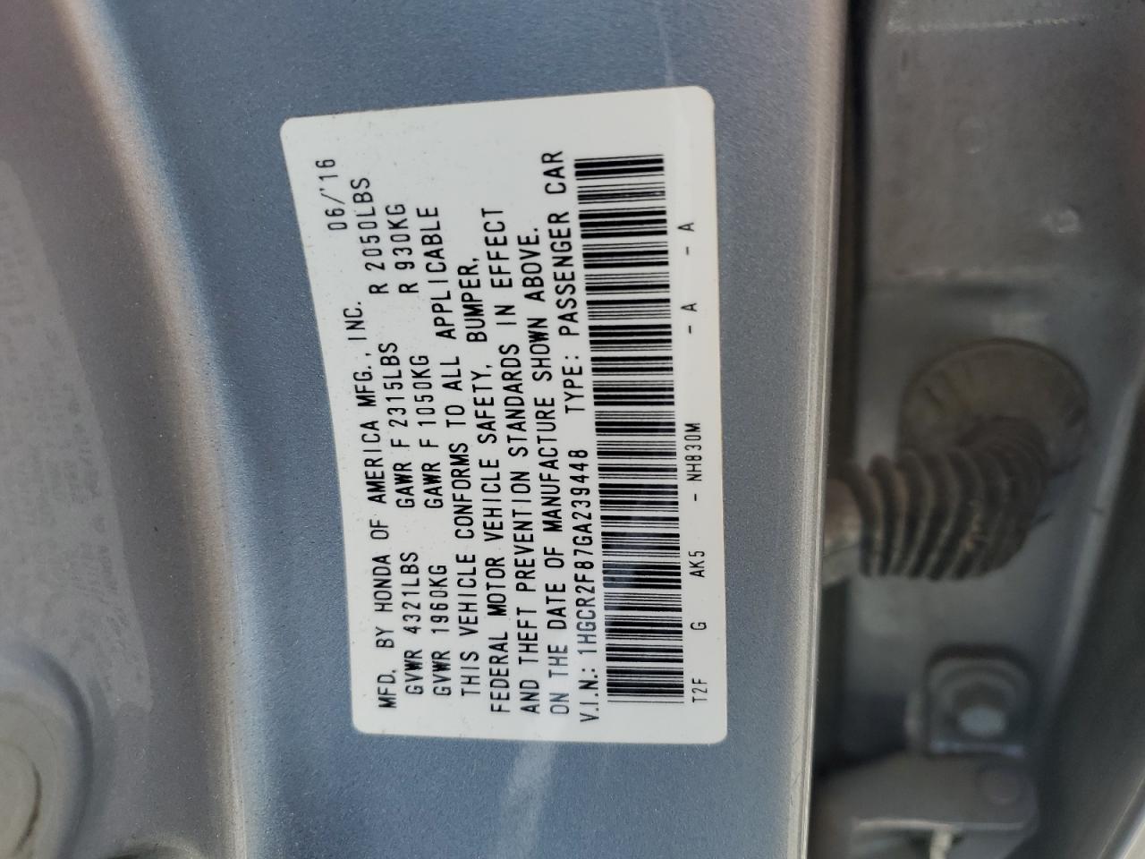 2016 HONDA ACCORD EXL photo 23