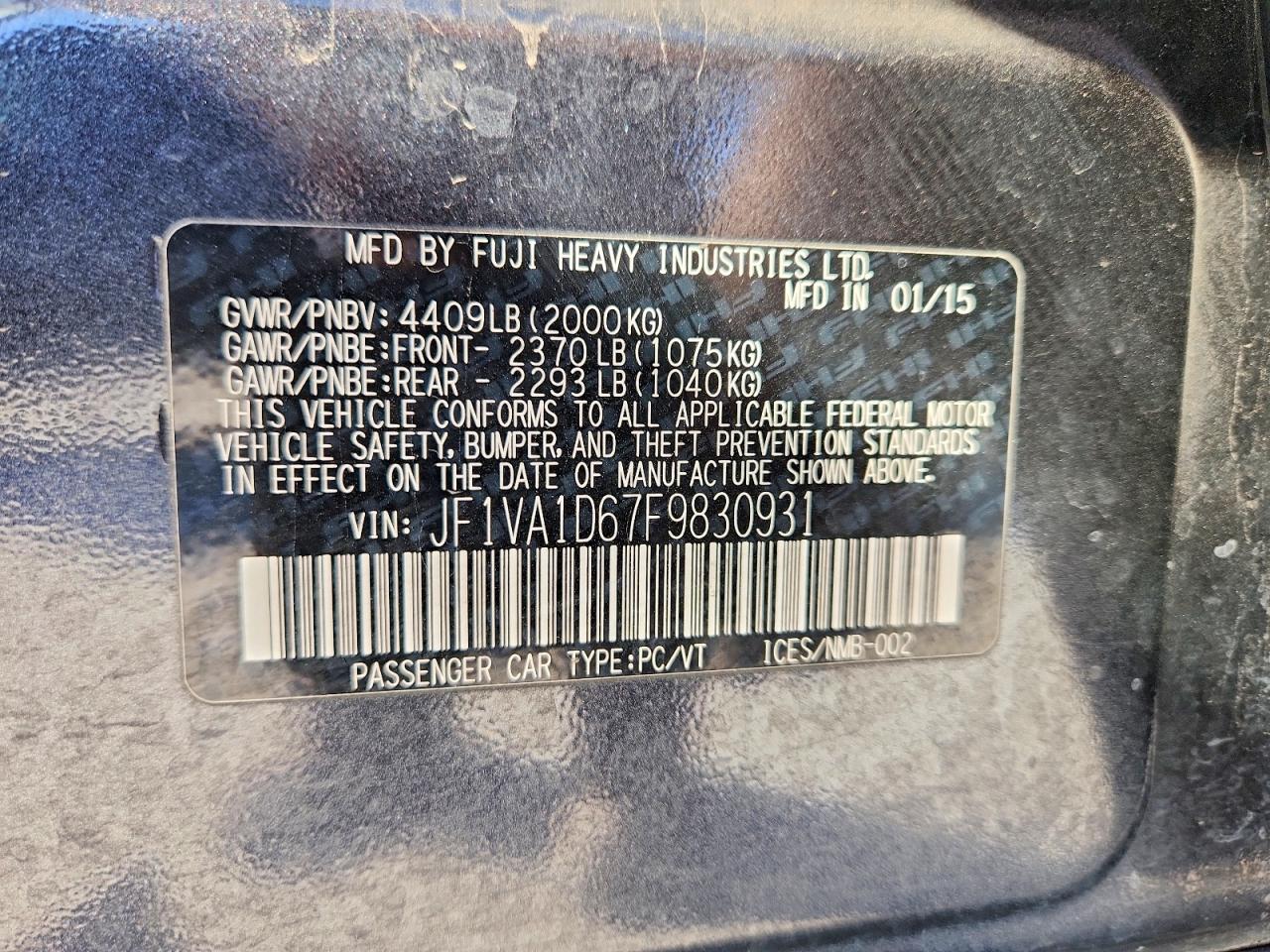 2015 SUBARU WRX PREMIUM photo 37