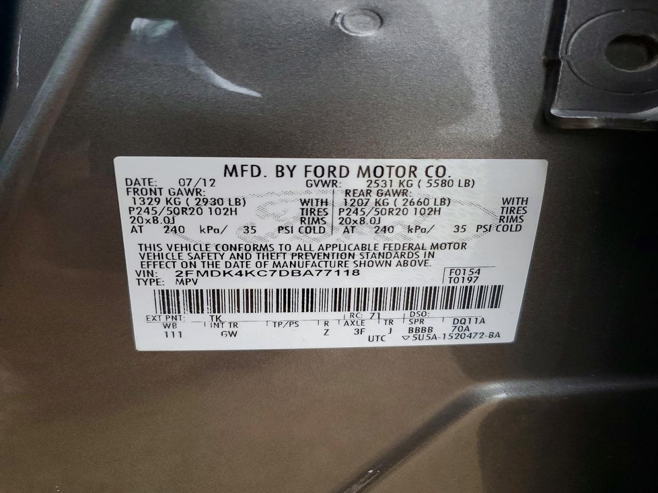 2013 FORD EDGE LIMITED photo 23