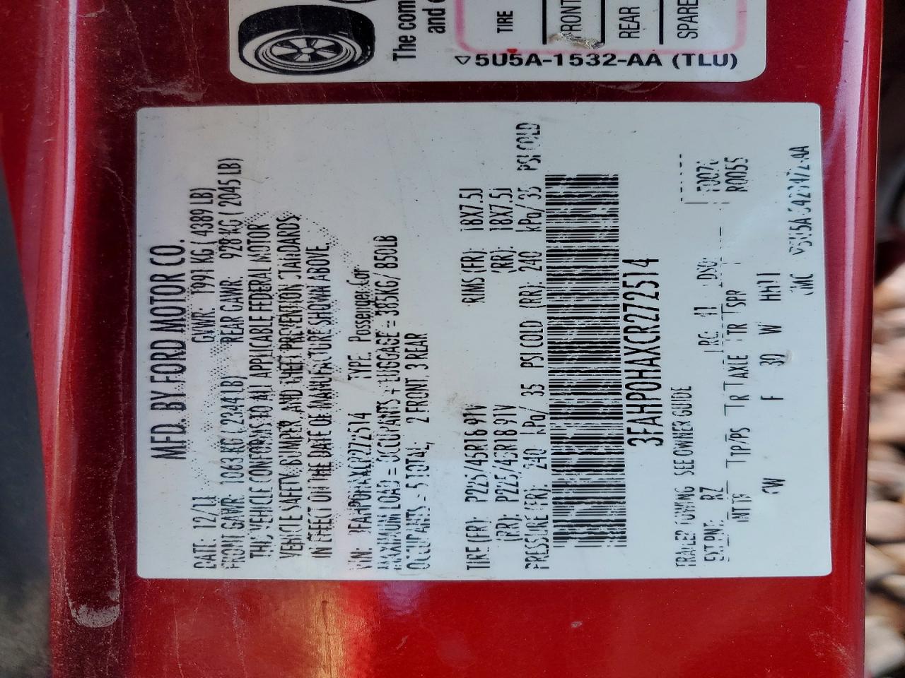 2012 FORD FUSION SE photo 34