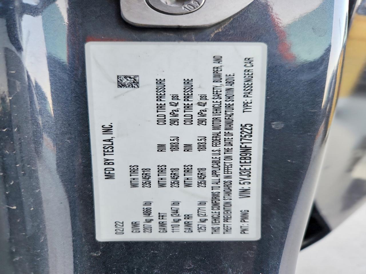 2022 TESLA MODEL 3 photo 23