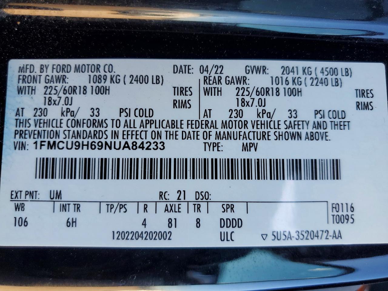 2022 FORD ESCAPE SEL photo 23