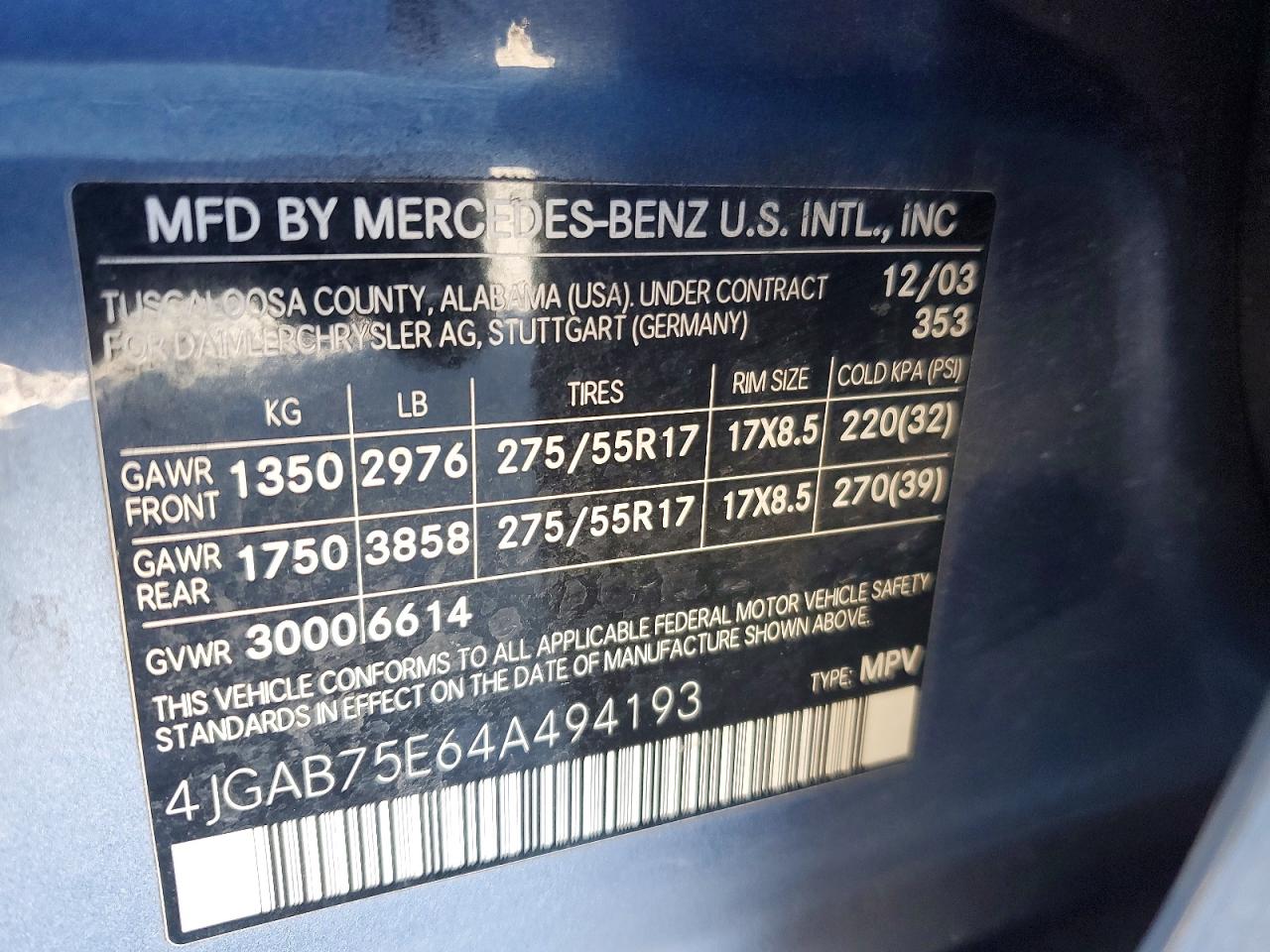 2004 MERCEDES-BENZ ML 500 photo 37
