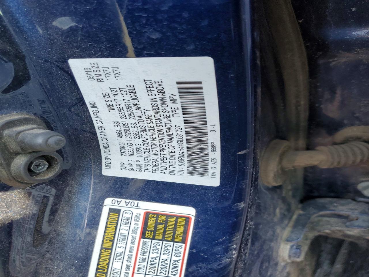 2016 HONDA CR-V SE photo 25