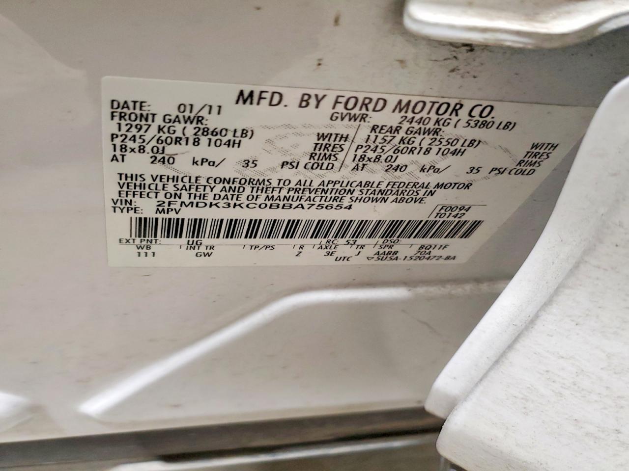 2011 FORD EDGE LIMITED photo 13