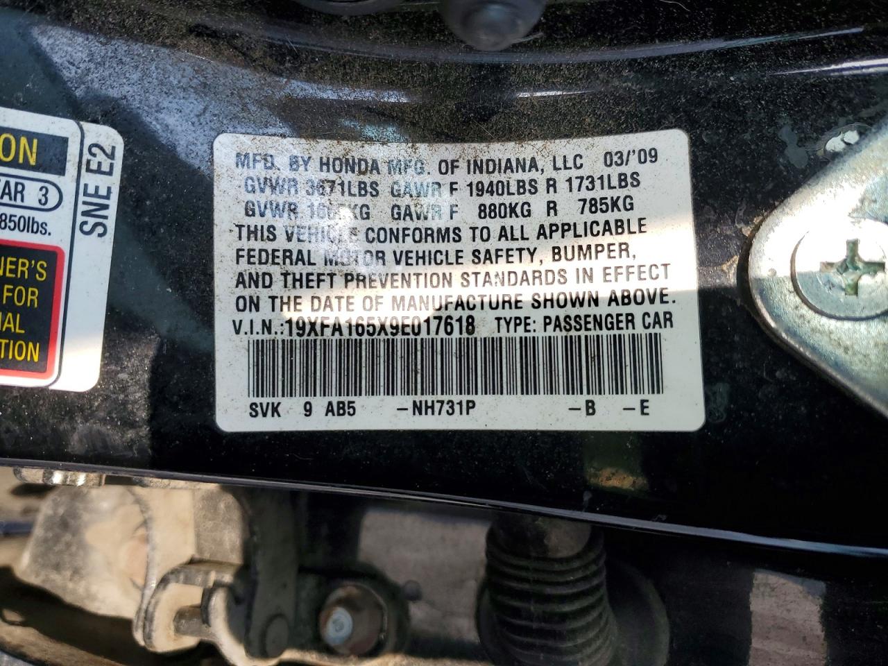 2009 HONDA CIVIC LX photo 23