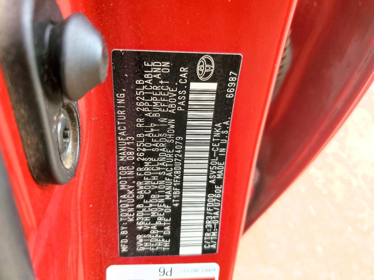 2013 TOYOTA CAMRY L photo 23