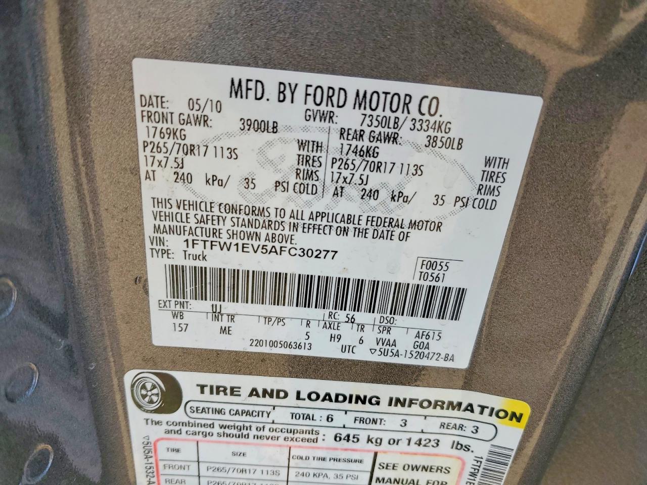 2010 FORD F150 SUPERCREW photo 12