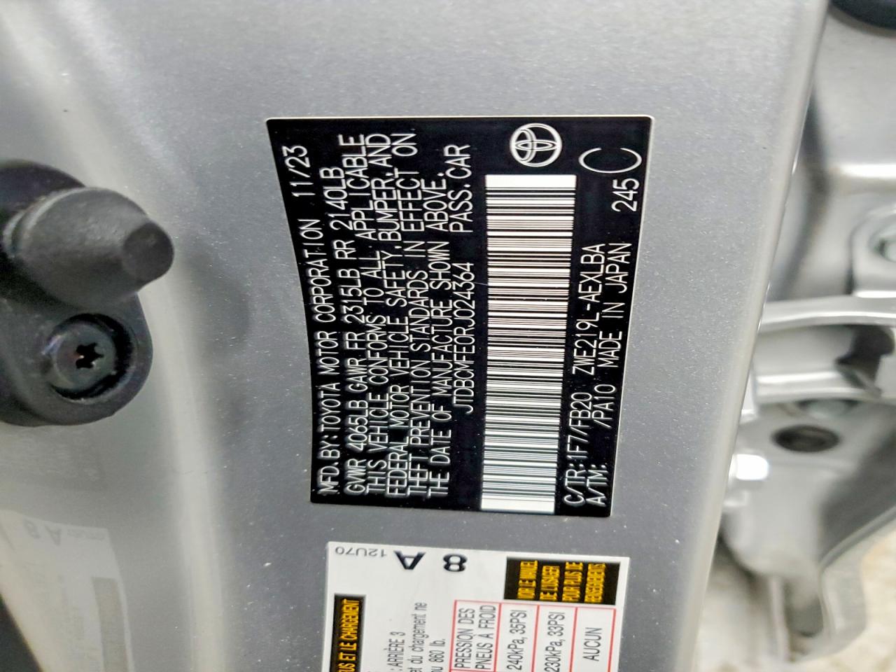 2024 TOYOTA COROLLA photo 12