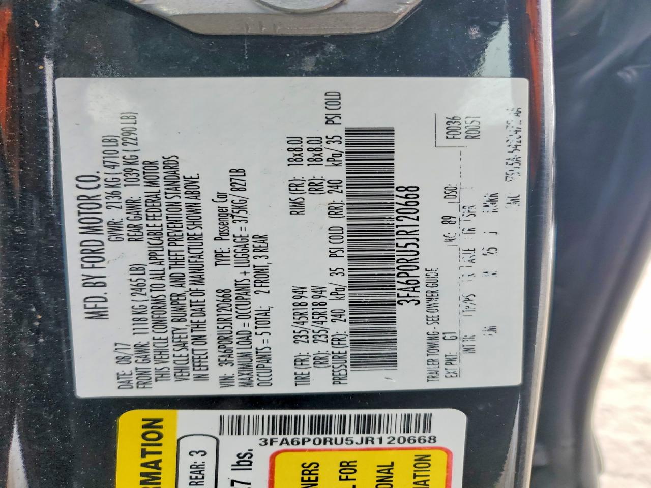 2018 FORD FUSION TITANIUM/PLATINUM HEV photo 12