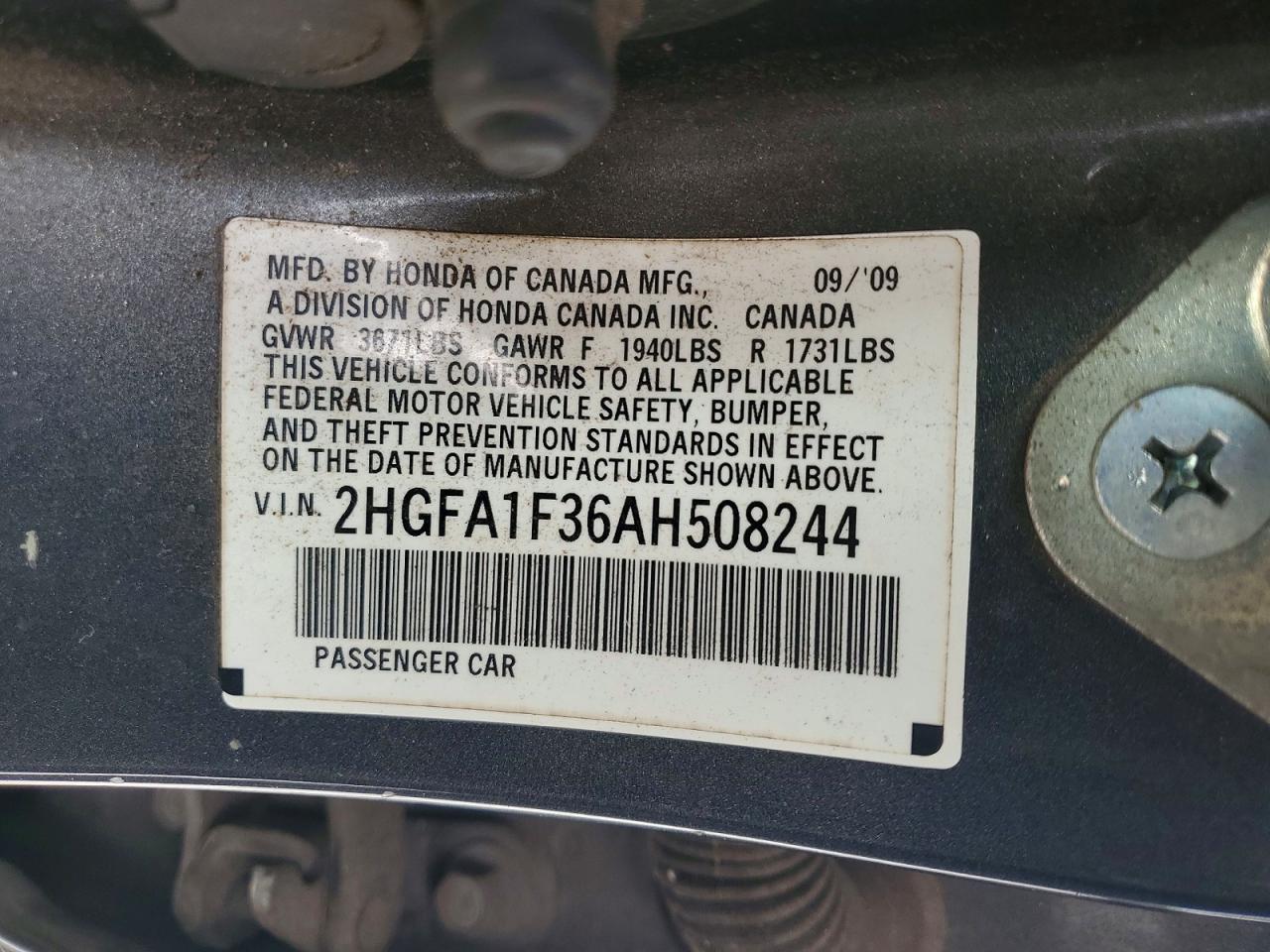 2010 HONDA CIVIC VP photo 12
