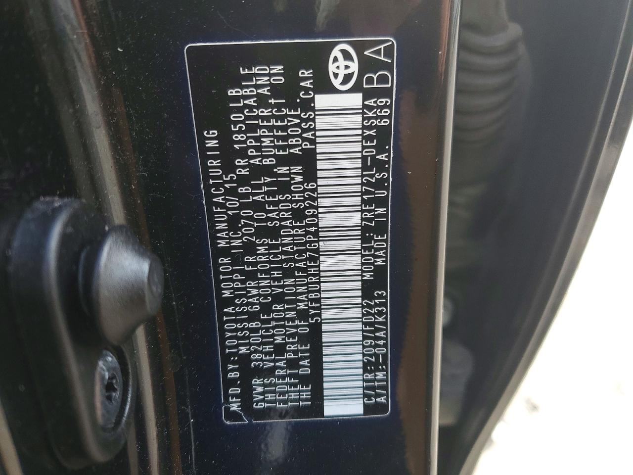 2016 TOYOTA COROLLA photo 13