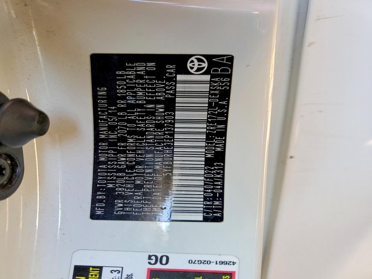 2014 TOYOTA COROLLA L photo 23