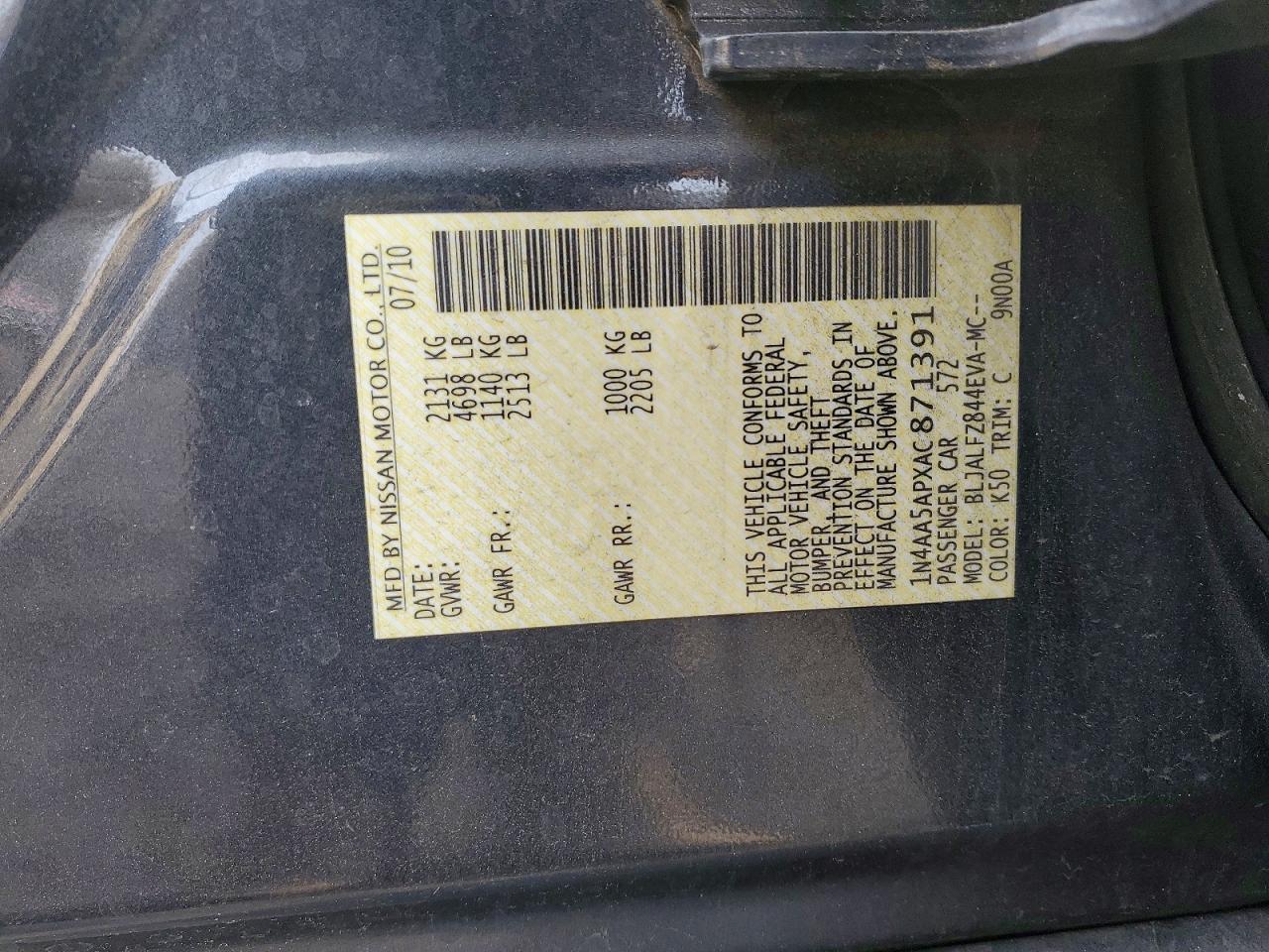 2010 NISSAN MAXIMA S photo 23