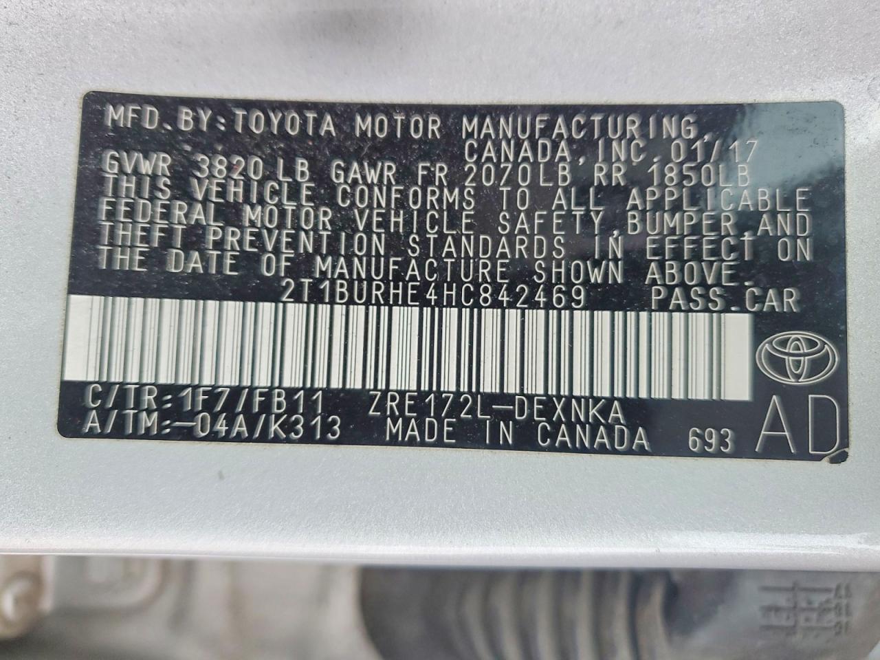 2017 TOYOTA COROLLA L photo 13