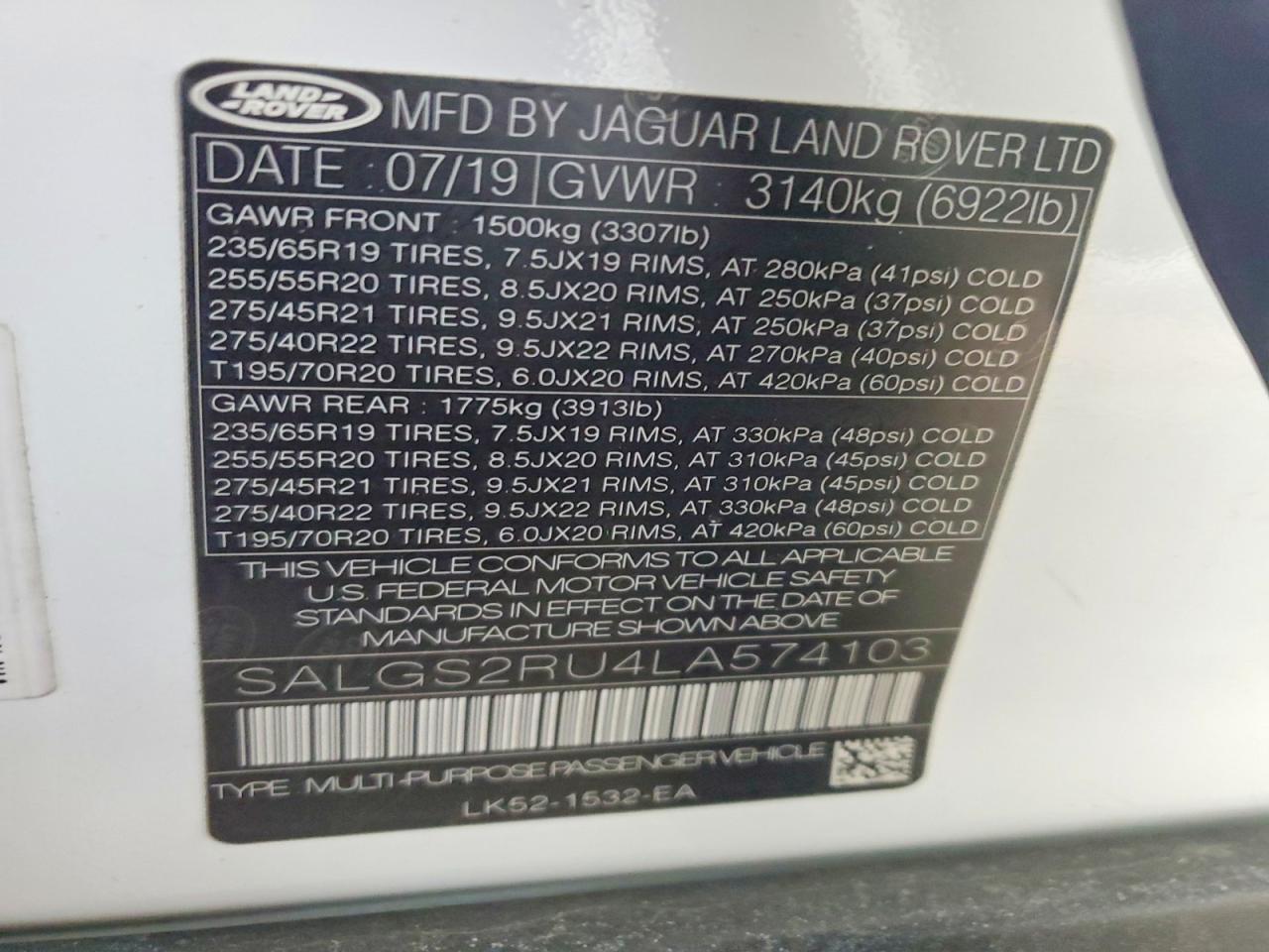 2020 LAND ROVER RANGE ROVER HSE photo 13