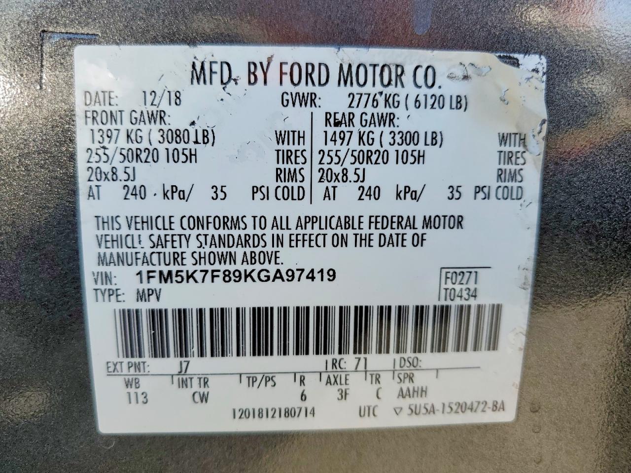 2019 FORD EXPLORER LIMITED photo 40