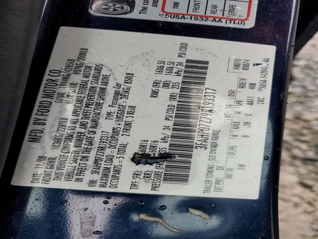 2009 FORD FUSION SE photo 34