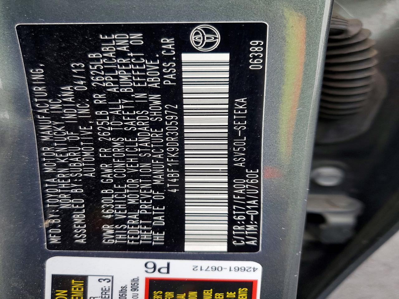 2013 TOYOTA CAMRY L photo 23
