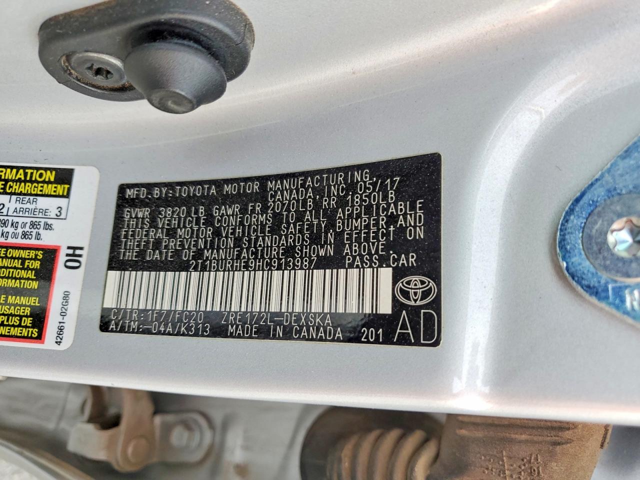 2017 TOYOTA COROLLA L photo 12