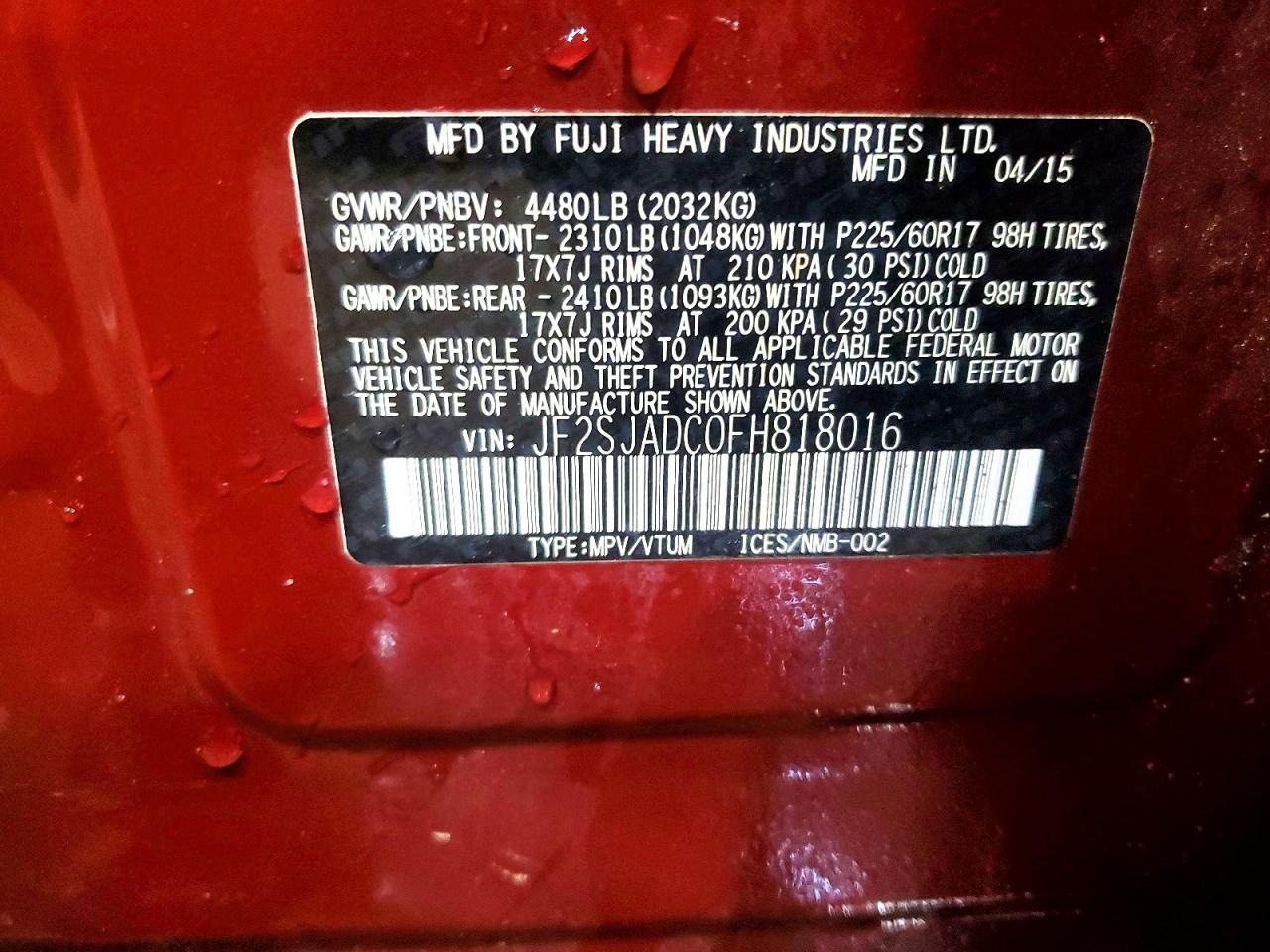 2015 SUBARU FORESTER 2.5I PREMIUM photo 25