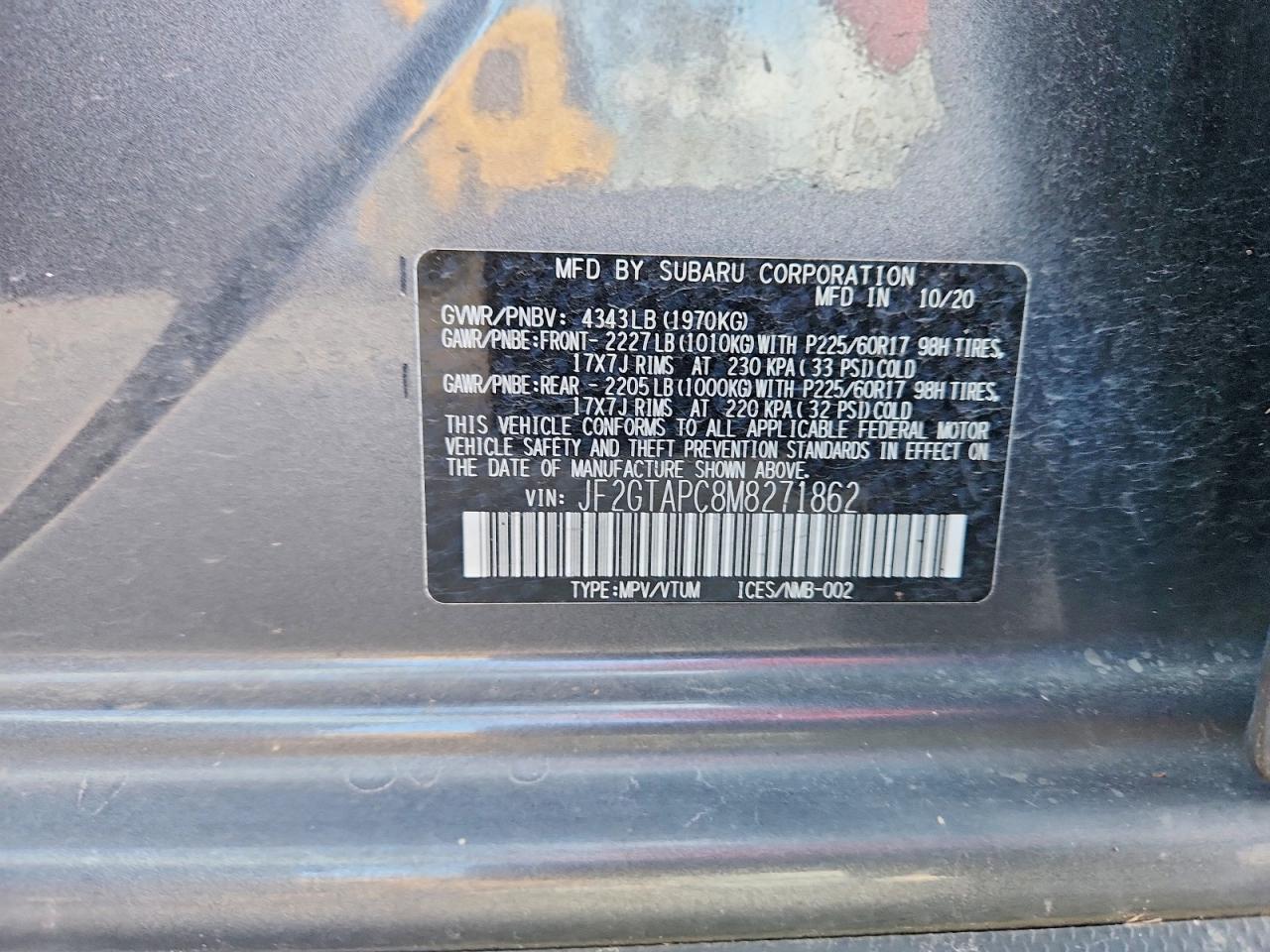 2021 SUBARU CROSSTREK PREMIUM photo 13