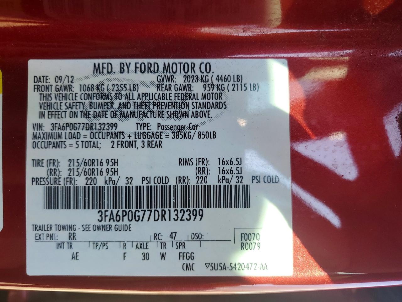 2013 FORD FUSION S photo 23