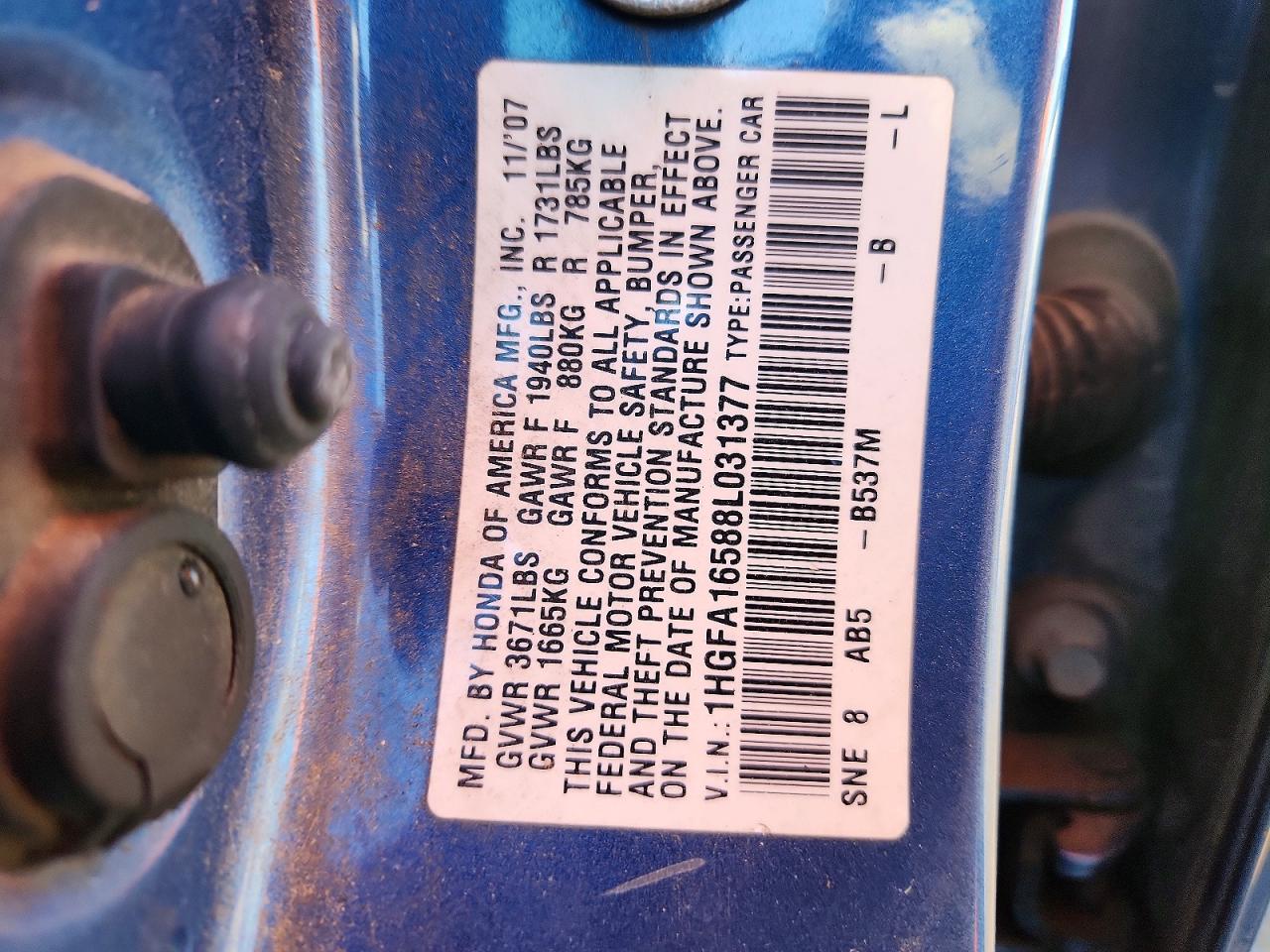 2008 HONDA CIVIC LX photo 12