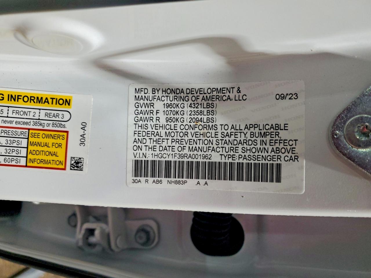 2024 HONDA ACCORD EX photo 23