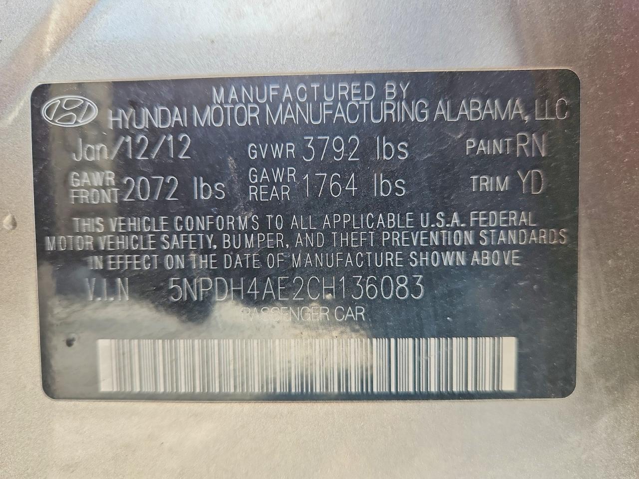 2012 HYUNDAI ELANTRA GLS photo 23