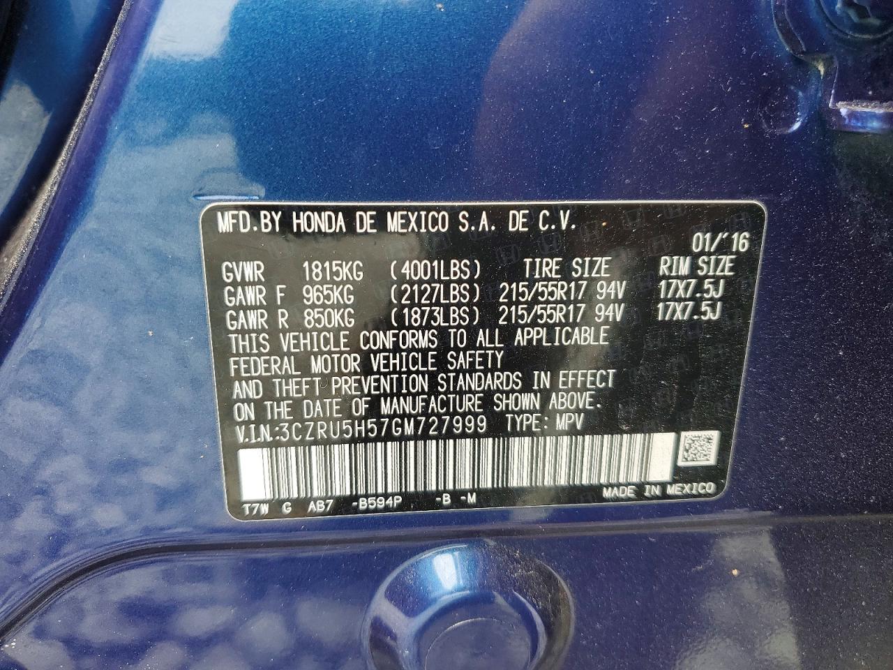 2016 HONDA HR-V EX photo 25