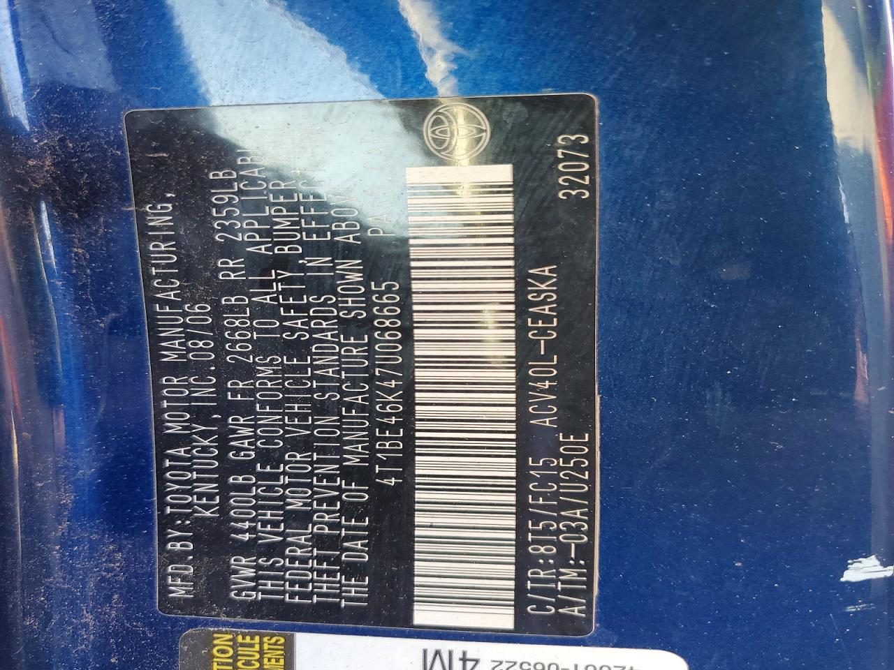 2007 TOYOTA CAMRY SE photo 12