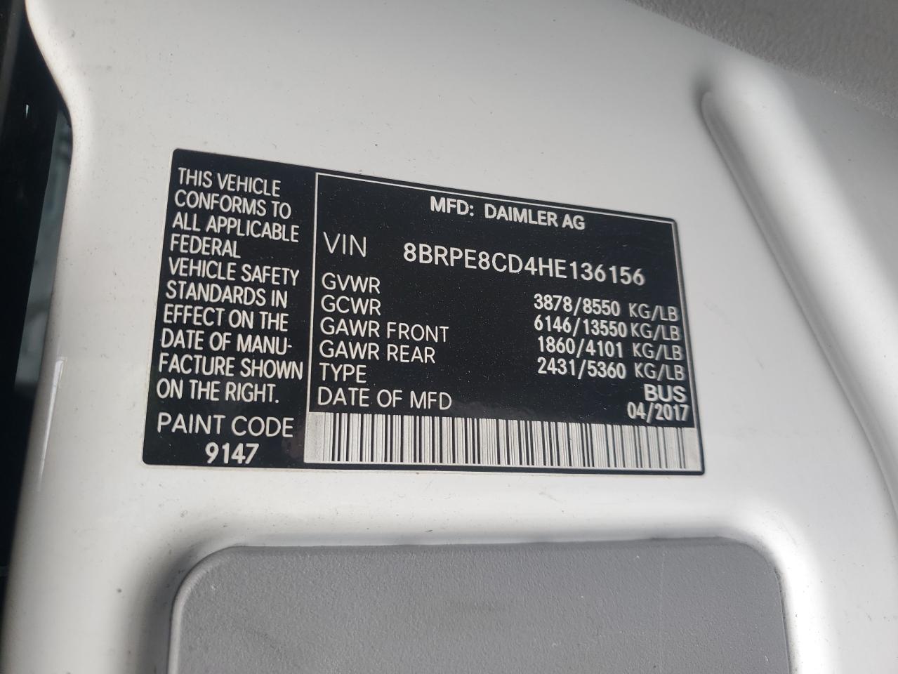 2017 MERCEDES-BENZ SPRINTER 2500 photo 14