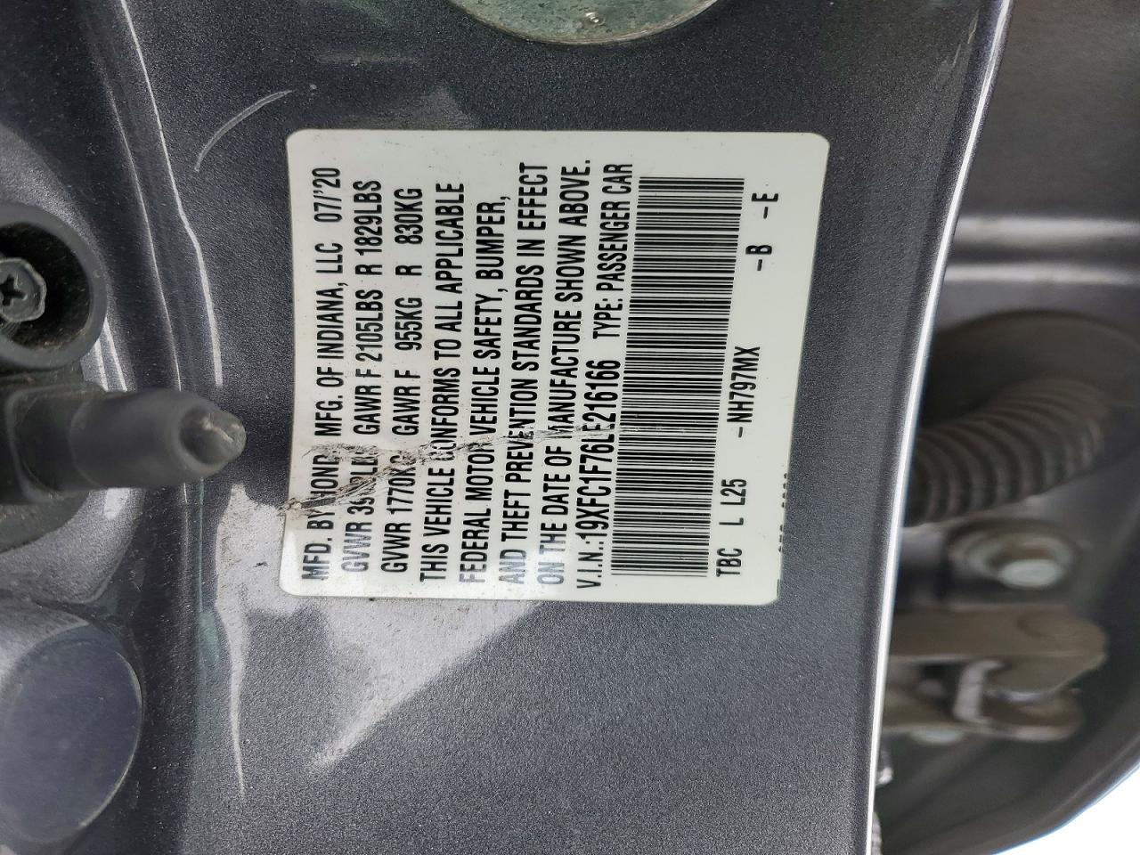 2020 HONDA CIVIC EXL photo 12